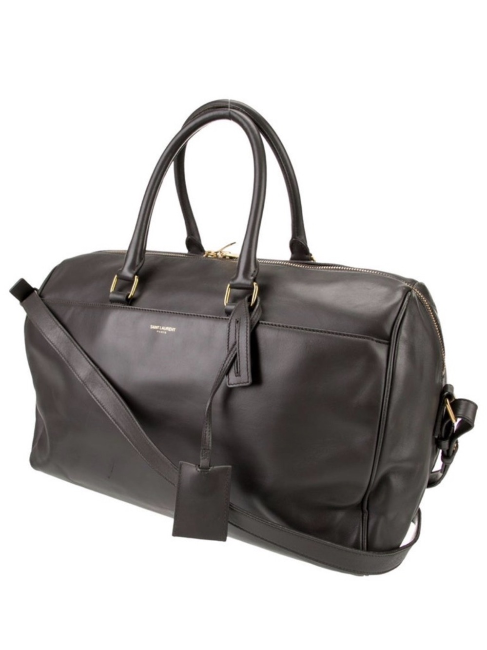 Saint Laurent Dark Brown Leather Travel Duffle Bag